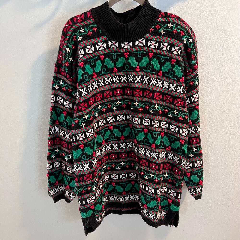 Vtg Talbots Christmas Holiday Sweater Size M